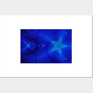 Blue Starry Background Pattern Posters and Art